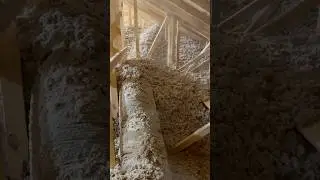 Blowing in cellulose insulation in attic. #construction