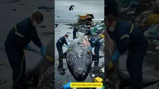 A whale with parasitic barnacles gets stuck on land helped by Arctic researchers #arcticadventures
