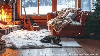Cozy Winter Cabin ❄️ Relaxing Piano, Guitar & Fireplace Sounds for Sleep & Reading