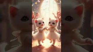 Two Cute Kittens Dancing in white dress 🐱✨ | Funny Cat Dance #catblogger #catworld #catlaughs