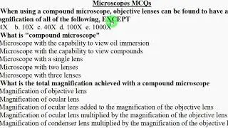 MCQ microscopy حل اسئله الميكروسكوب