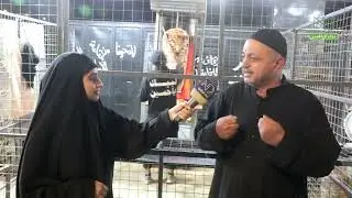 بكاء الزائرين وخدام المواكب الحسينيه عند ذكر الامام الحسين ( ع) أثناء المسير وتقديم الخدمات لزائرين 