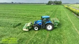 Eerste snede gras maaien 2023 | Mowing First cut | Gras M&auml;hen | Maurice Land | New Holland + Krone