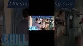 Documents handing over at ship in funny way.