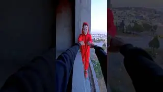 moneyheist vs rooftop parkour free running pov😱😂#parkour #parkourlife #rooftop #trendingshorts
