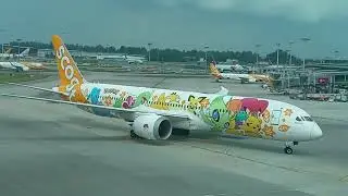 (Pok&eacute;mon livery) Scoot TR809 Tokyo Narita NRT - Singapore SIN arriving at gate D32