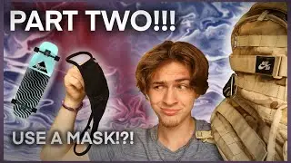 Use a mask to attach a skateboard to your backpack