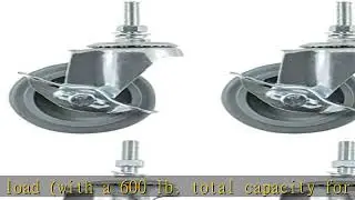 Houseables Caster Wheels, Casters, Set of 4, 3 Inch, Rubber, Heavy Duty, Threaded Stem Mount Indust