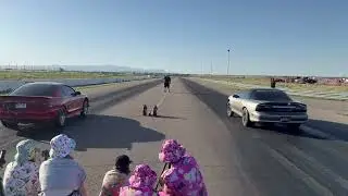 no prep race at PMP  in pueblo colorado... camaro 5.3 turbo vs turbo coyote