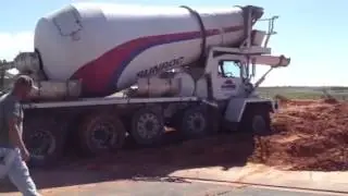 Concrete truck stuck