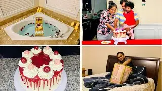Surprise birthday celebrations for my hubby | Mutton dum biriyani | Red velvet cake | Spa night