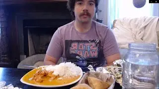 ASMR MUKBANG BUTTER CHICKEN, CHICKEN SAMOSAS + GARLIC NAAN | EATING SOUNDS | P810 ASMR