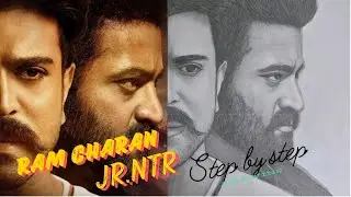 RRR movie  drawing | Ram Charan drawing tutorial | NTR Drawing |easy to draw Ram Charan |jr.ntr