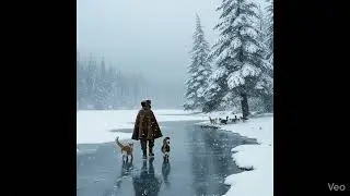 Frozen lake in Kashmir, cats enjoying snow after a long dry spell.