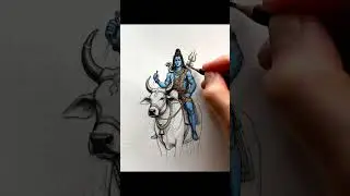 mahadev and nandi drawing