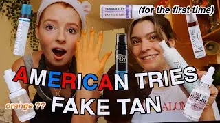 FAKE TAN FAIL - American girl tries self-tanner for first time, pale to orange transformation ?? 😭