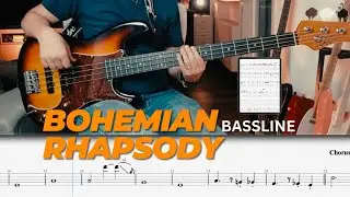 Bohemian Rhapsody BASS TUTORIAL - QUEEN with play along bass tab