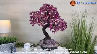 Model # 5406PA-010 Pink Agate Gemstone Tree 20+