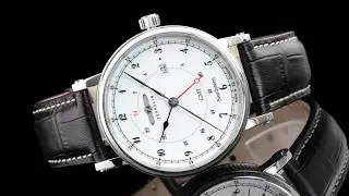Zeppelin 7546-1 41mm Nordstern Series German Made Swiss Quartz GMT Leather Strap Watch