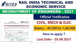 RITES RECRUITMENT 2021 || HOW TO APPLY? || ENGINEER POST