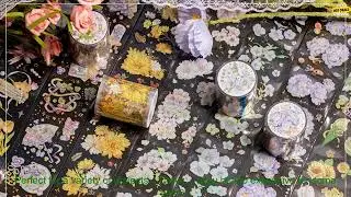 1005005399316034 55mm 2m Roll Sakura Tulip PET Tape Gold Foil Flower Decorative Adhesiv