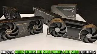 GIGABYTE RTX 5090 AORUS Infinity против ASUS RTX 5090 ProArt против MSI RTX 5090 Lightning Z на C...