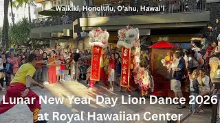 4K Lunar New Year Day Lion Dance 2026 at Royal Hawaiian Center in Waikiki, Honolulu, Oahu, Hawaii