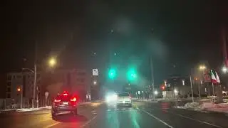 Nighttime drive in Batavia, NY on Ellicott St, W Main St, and NY Route 98