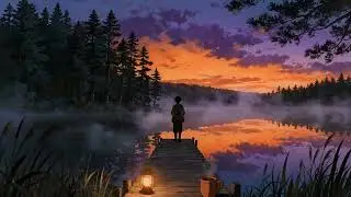 Calm Evening by the Lake 🌙 Coffee Cup, Lantern Light & Soft Lofi Vibes