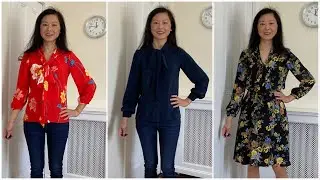 43. Mood Sewciety Onella Pussy Bow Blouses (Free Pattern) + New Look 6843 Skirt   #PatternReview