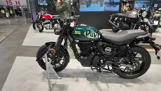 New 2025 style ROYAL ENFIELD HNTR 350 motorcycle at EICMA show Italy