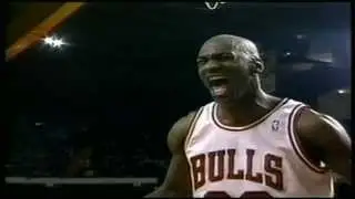 Michael Jordan dunks twice over Alonzo Mourning