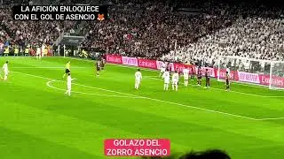 GOLAZO RAUL ASENCIO LA AFICION ENLOQUECE Y GRITAN SU NOMBRE EN EL ESTADIO REAL MADRID 2-0 LEVANTE