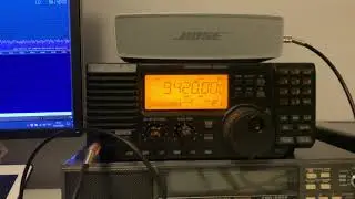 Icom IC-R75 with audio routed through Bose SoundLink Mini 2..great music from Helliniki Radiophonia