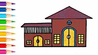 How to Draw a House🏠 Simple Easy & Satisfying Drawing Viral Drawing step by step | ghar ka chitra