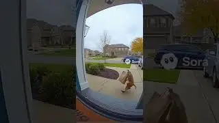 Crazy doorbell camera footage captured this Monkey stealing a food delivery! #funny #ai #monkey