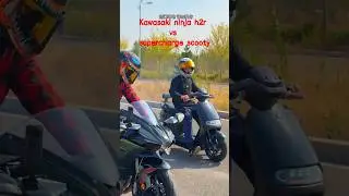 Kawasaki Ninja H2R vs. Supercharged Scooter😱💥 #viralvideo #kawasakininja #vs #scooter