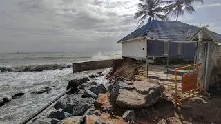 Extreme Sea Erosion At Batapady Beach(Mangalore) #seaerosion #mangalorebeach #hightide