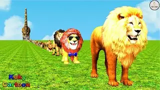 Paint Animals Gorilla Cow Lion Elephant Dinosaurs Dragons and T-Rex Fountain Crossing Animal Cartoon