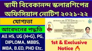SVMCM Scholarship 2021 Official Notice: WB Swami Vivekananda Scholarship 2021: How to Apply: Renewal