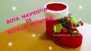 BOTA NAVIDEÑA CON BOTELLA PLASTICA