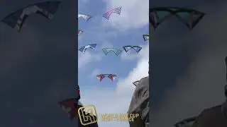 Sport kite fliers all together in one big quad line mega fly! #kite #kiteflying #kitefestival #beach