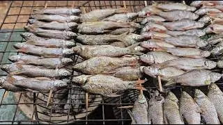 Delicious Grilled Small Fish🐟Asian Food Cooking Grilled River Fish 🔥 Traditional Street Food