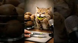 ASMR Exotic Shorthair Cat Eating Juicy Kiwi 🥝 #shorts #asmr #satisfying #cutting #oddlysatisfying
