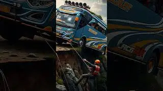 NYARIS TERJUN! Bus Telolet Oleng ke Jurang Gara-Gara Salip Truk 😱💥 #shorts