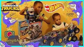 Hot Wheels Monster Trucks Mecha Shark Face Off in Hot Wheels City!