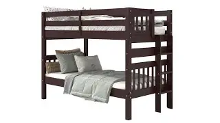 360 View of the Bedz King BK906EL Twin over Twin Bunk Bed with Ladder in Dark Cherry