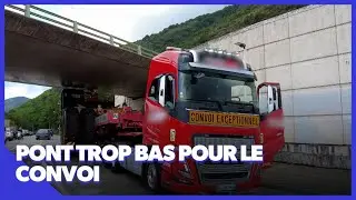 Convoi exceptionnel bloqué sous un pont