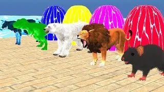 Long Slide Game with Cow, Rat, Bear, Lion and Dinosaur, 3d Animal Game, Funny 3d Animals
