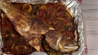Roasted fish in oven with delicious gravy- arabic recipe
